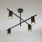 Lucande Marilou ceiling light, black, 4-bulb, Ø 27.56 in
