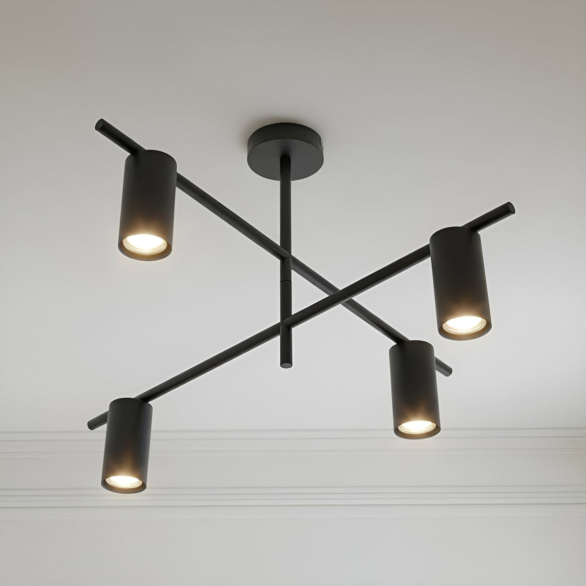 Lucande Marilou ceiling light, black, 4-bulb, Ø 27.56 in