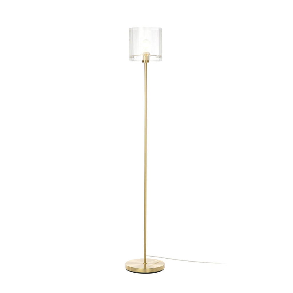 Lucande Carlie floor lamp, brass/clear, height 59.05 in