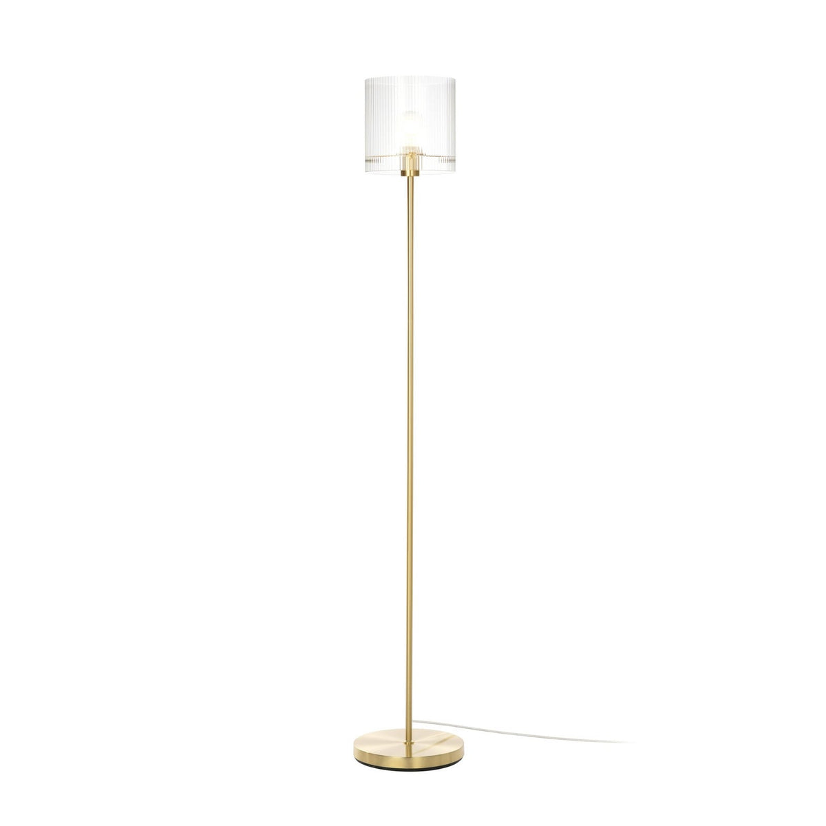 Lucande Carlie floor lamp, brass/clear, height 59.05 in