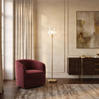 Lucande Carlie floor lamp, brass/clear, height 59.05 in