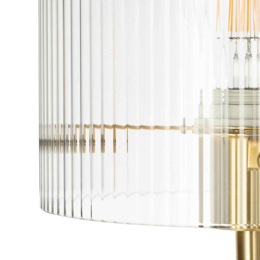 Lucande Carlie floor lamp, brass/clear, height 59.05 in