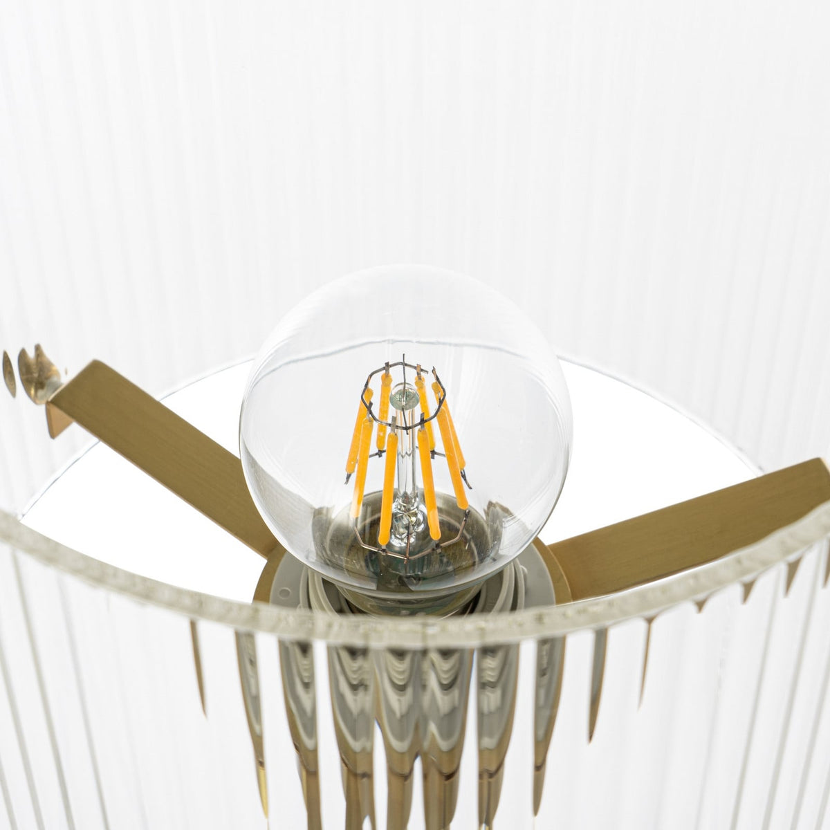 Lucande Carlie floor lamp, brass/clear, height 59.05 in