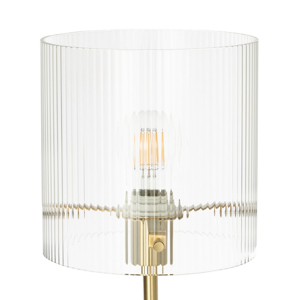 Lucande Carlie floor lamp, brass/clear, height 59.05 in