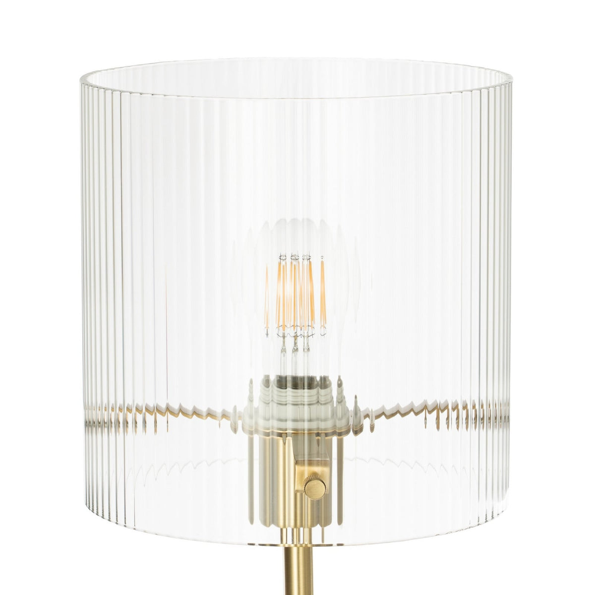 Lucande Carlie floor lamp, brass/clear, height 59.05 in
