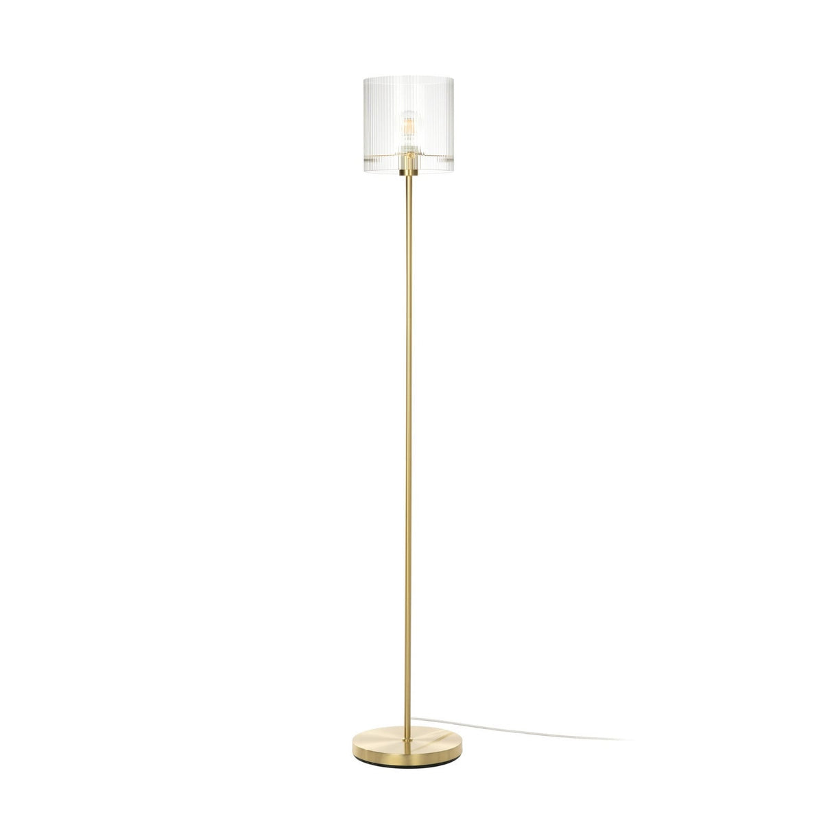 Lucande Carlie floor lamp, brass/clear, height 59.05 in