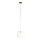 Lucande Carlie pendant light, 1-bulb, brass/clear, 7.87 in