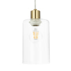 Lucande Carlie hanging light, 3-bulb, brass/clear, Ø 12.21 in