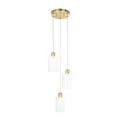 Lucande Carlie hanging light, 3-bulb, brass/clear, Ø 12.21 in