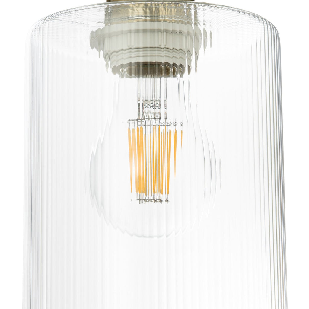 Lucande Carlie hanging light, 3-bulb, brass/clear, Ø 12.21 in