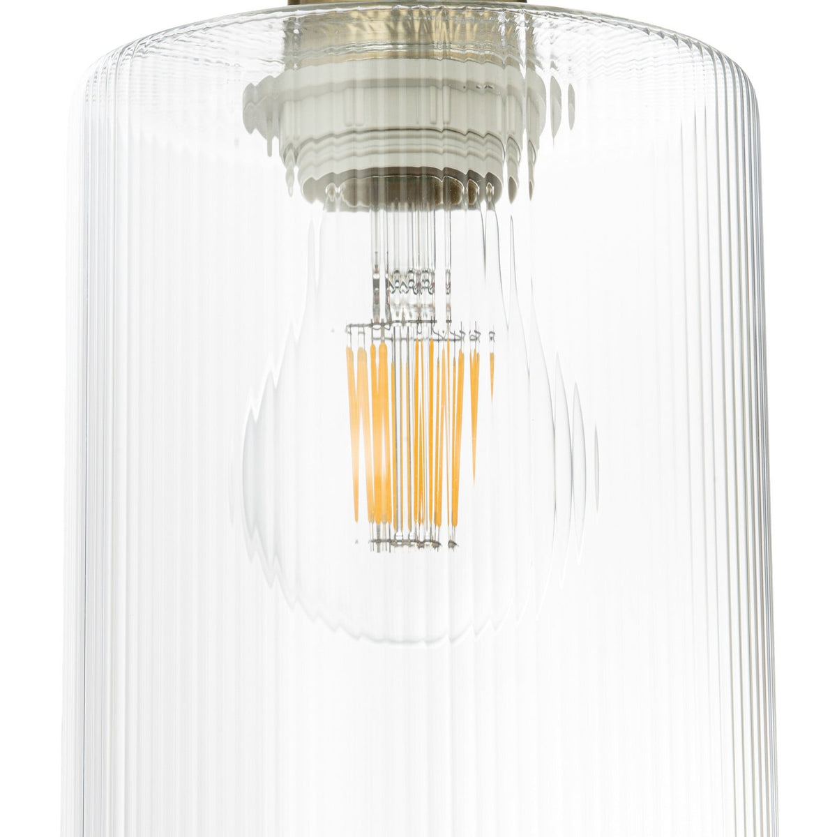 Lucande Carlie hanging light, 3-bulb, brass/clear, Ø 12.21 in