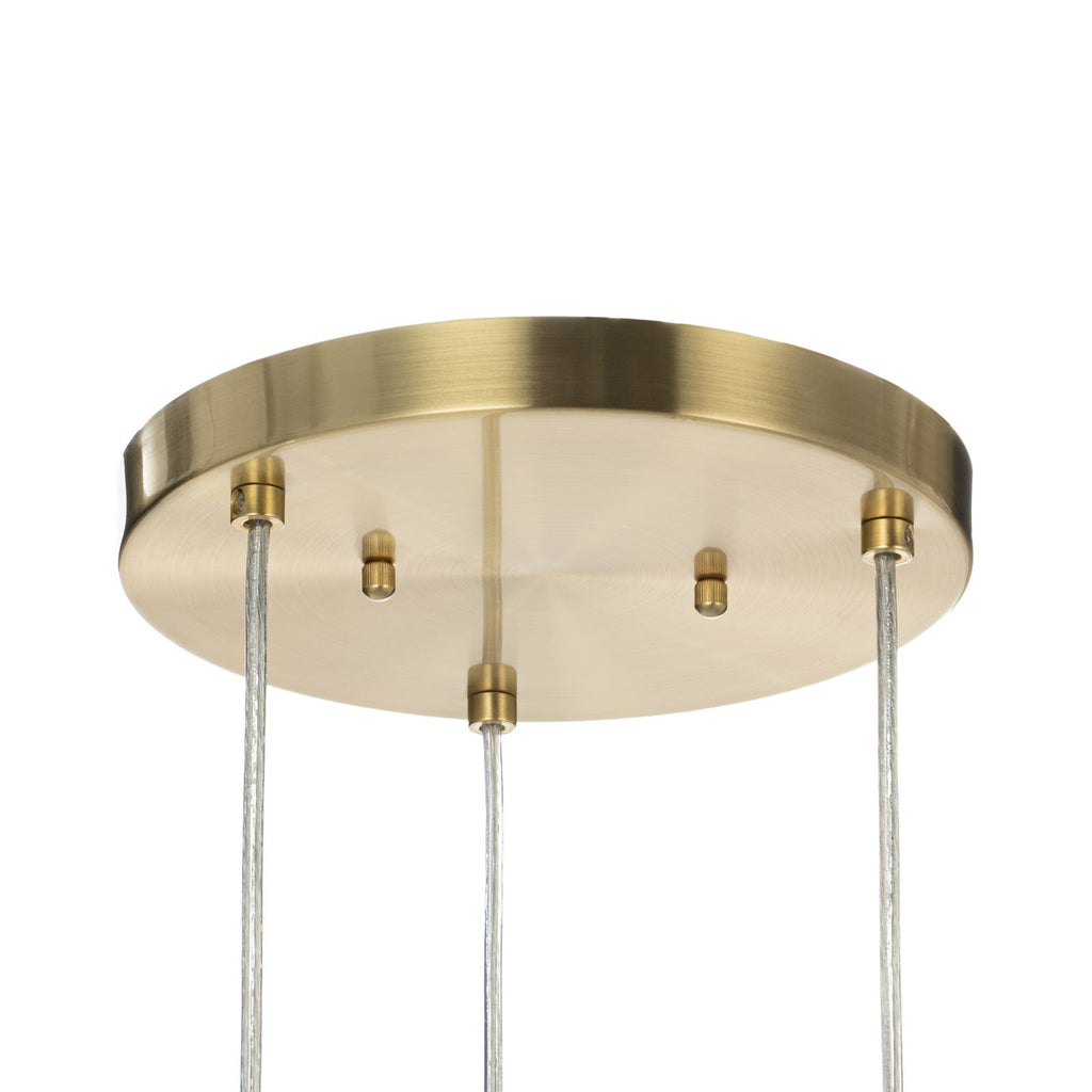 Lucande Carlie hanging light, 3-bulb, brass/clear, Ø 12.21 in