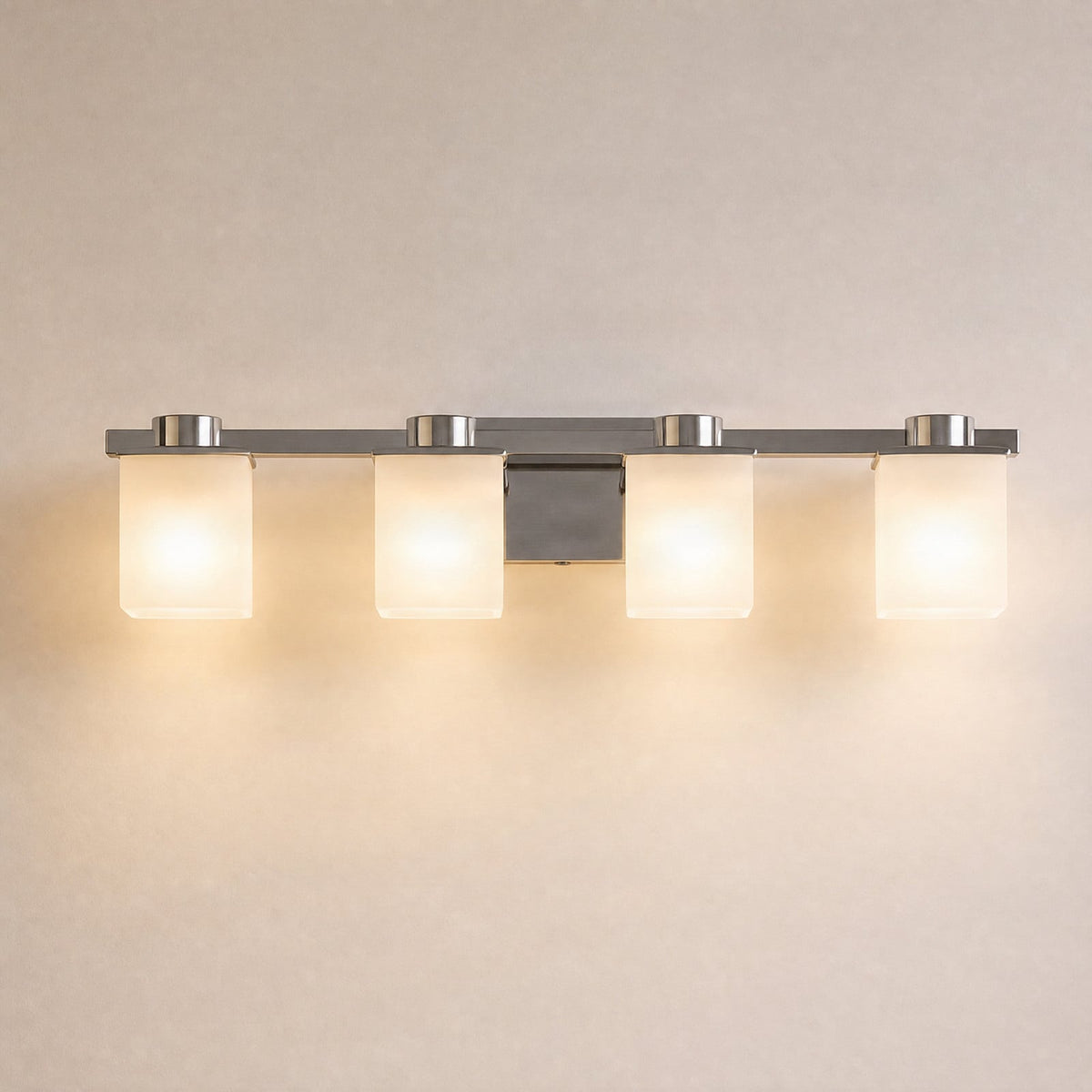 Lucande Ivy wall light, 4-bulb, chrome/clear, glass