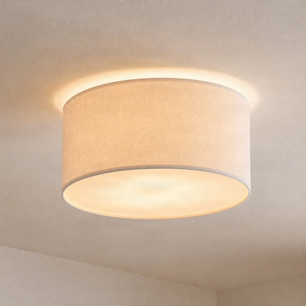 Lucande Avery ceiling light, 13.7 in, beige, fabric