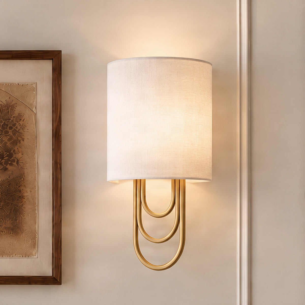Glam 15" White Brass Wall Sconce