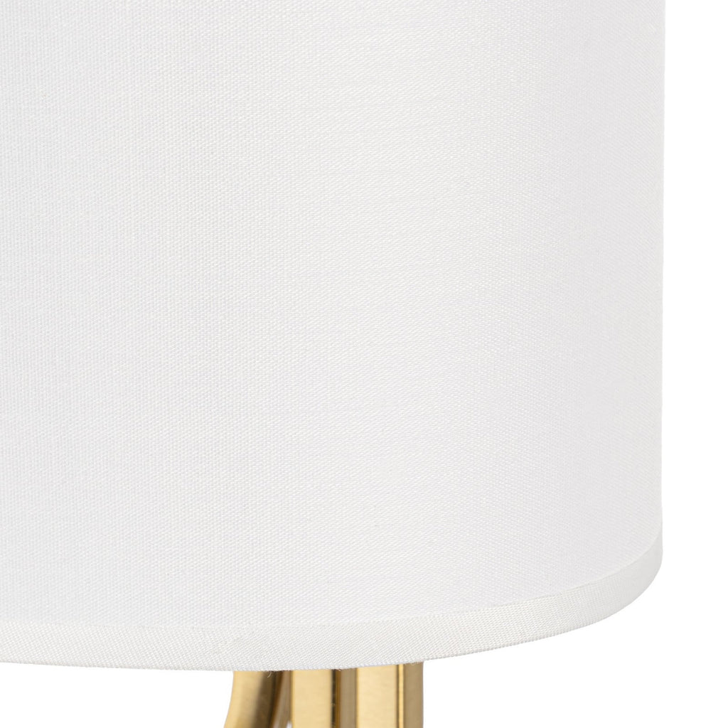 Lucande Glam wall light, white/brass, 14.7 in, fabric