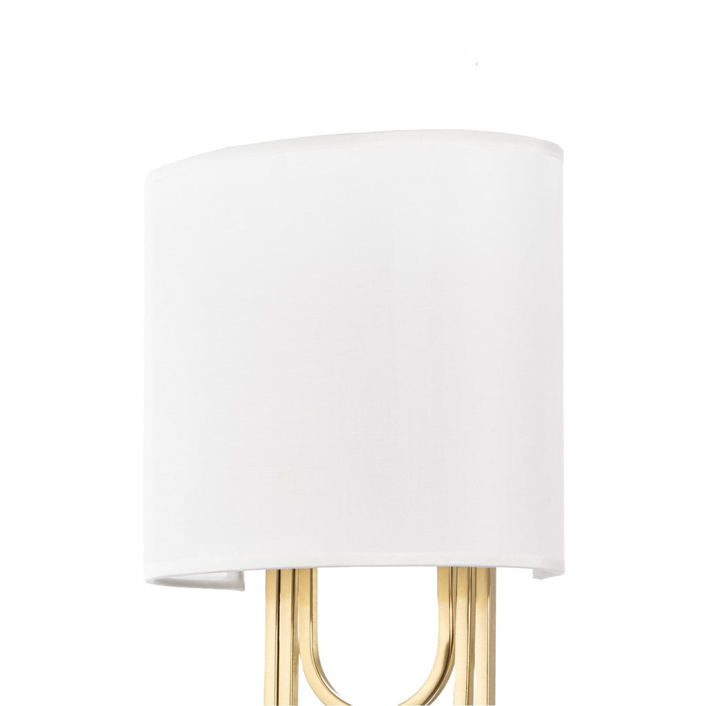 Lucande Glam wall light, white/brass, 14.7 in, fabric