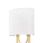Lucande Glam wall light, white/brass, 14.7 in, fabric