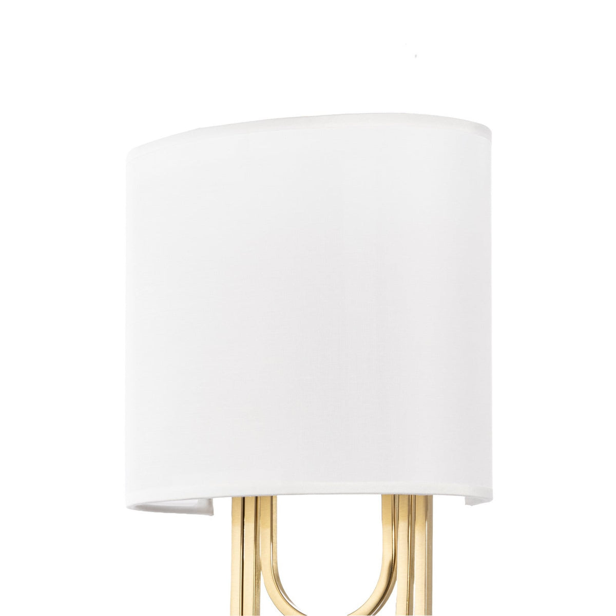 Lucande Glam wall light, white/brass, 14.7 in, fabric
