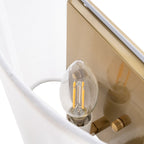 Lucande Glam wall light, white/brass, 14.7 in, fabric