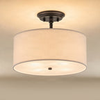 Lucande Blake ceiling light, Ø 15 in, white, fabric