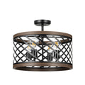 Lucande Brook ceiling light, Ø 16 in, 4-bulb, black/wood