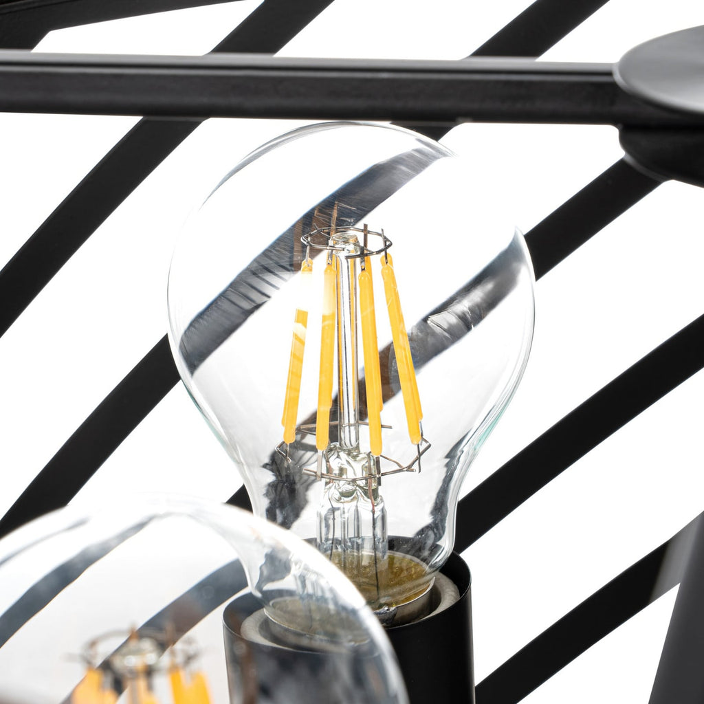 Lucande Brook ceiling light, Ø 16 in, 4-bulb, black/wood