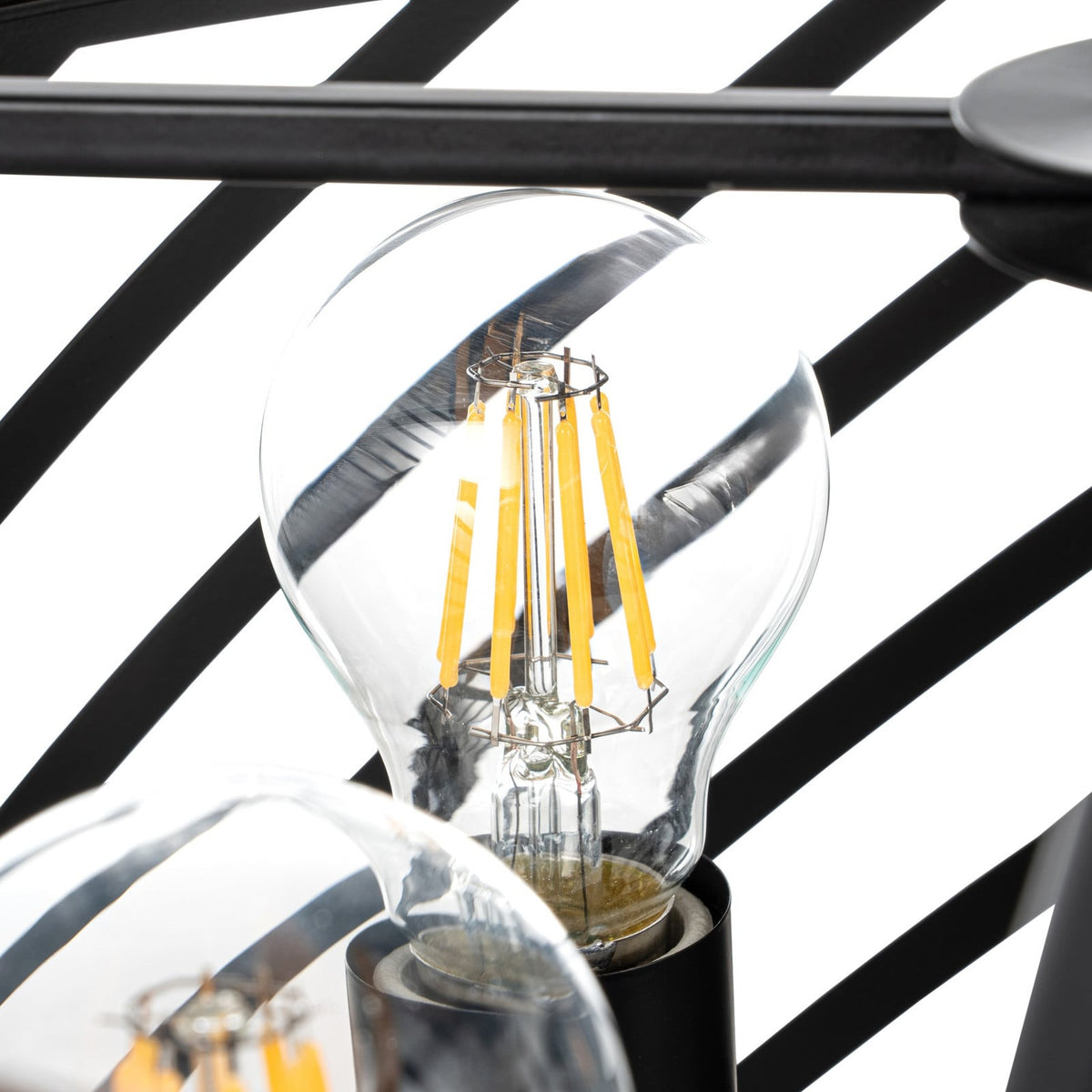Lucande Brook ceiling light, Ø 16 in, 4-bulb, black/wood