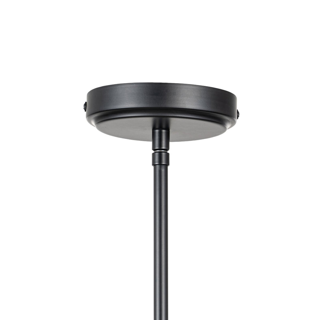 Lucande Brook pendant light, Ø 19.6 in, 5-bulb, black/wood