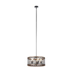 Lucande Brook pendant light, Ø 19.6 in, 5-bulb, black/wood