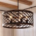 Brook 19 3/4" Black Wood Pendant Light