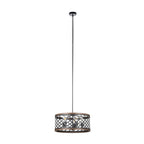 Lucande Brook pendant light, Ø 19.6 in, 5-bulb, black/wood