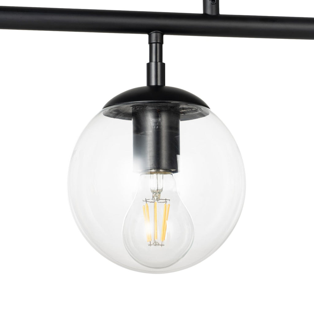 Lucande Oscar pendant light, 36 in, 4-bulb, black, glass