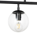 Lucande Oscar pendant light, 36 in, 4-bulb, black, glass
