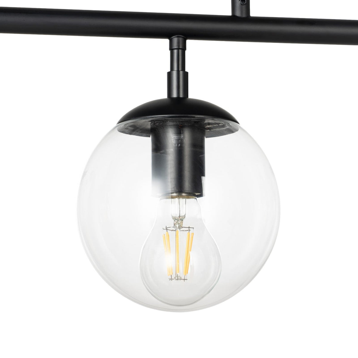 Lucande Oscar pendant light, 36 in, 4-bulb, black, glass