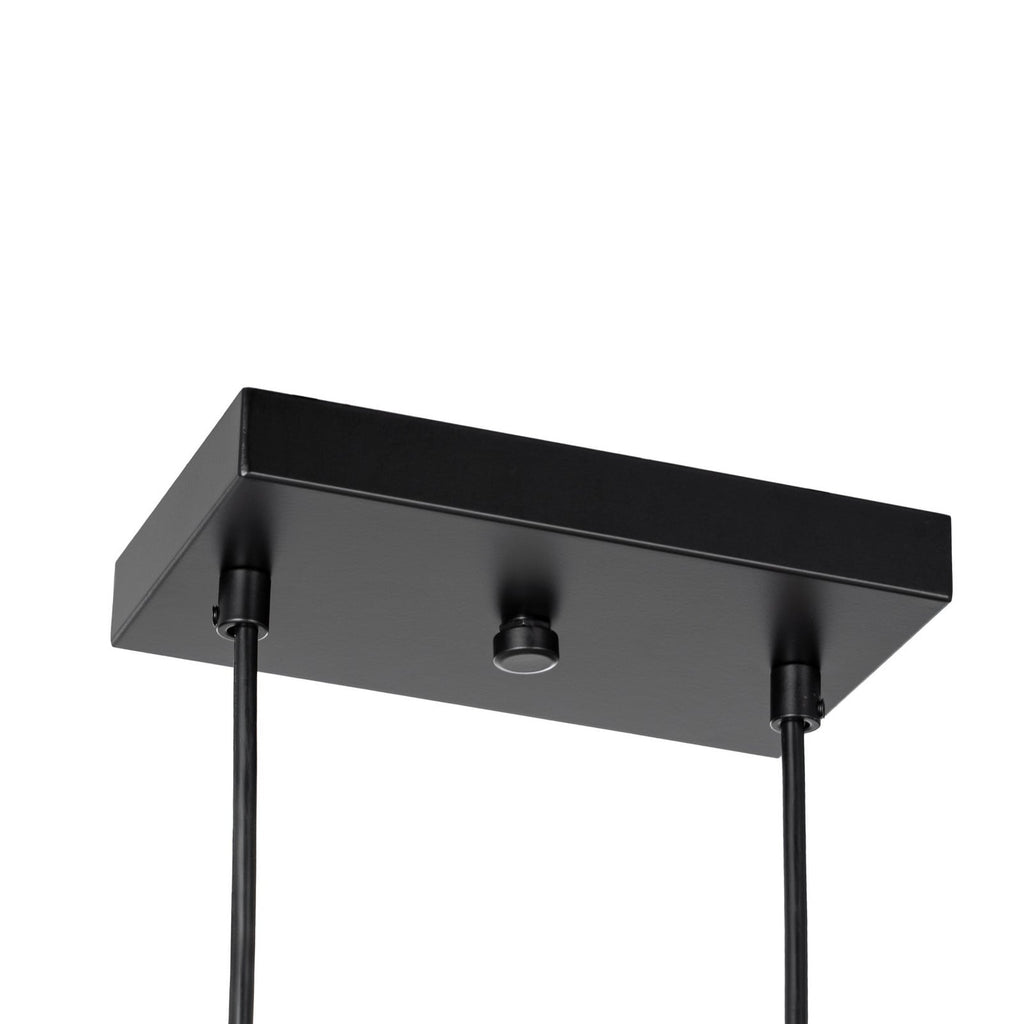 Lucande Oscar pendant light, 36 in, 4-bulb, black, glass
