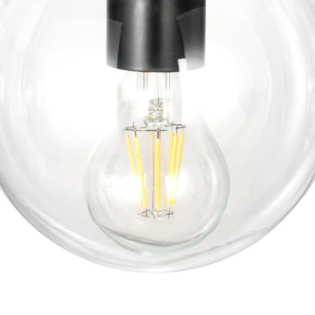 Lucande Oscar pendant light, 36 in, 4-bulb, black, glass