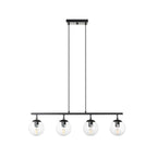 Lucande Oscar pendant light, 36 in, 4-bulb, black, glass