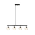 Lucande Oscar pendant light, 36 in, 4-bulb, black, glass