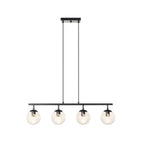 Lucande Oscar pendant light, 36 in, 4-bulb, black, glass