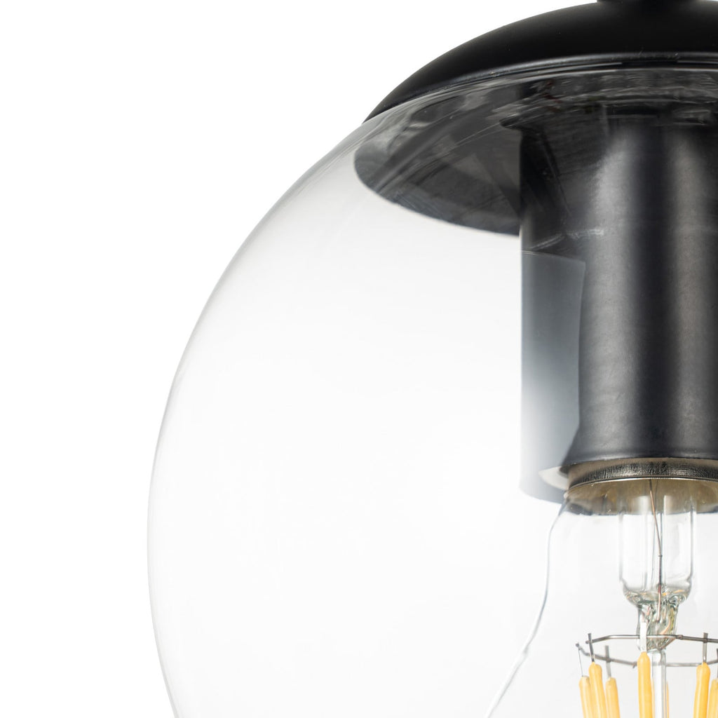 Lucande Oscar pendant light, 36 in, 4-bulb, black, glass