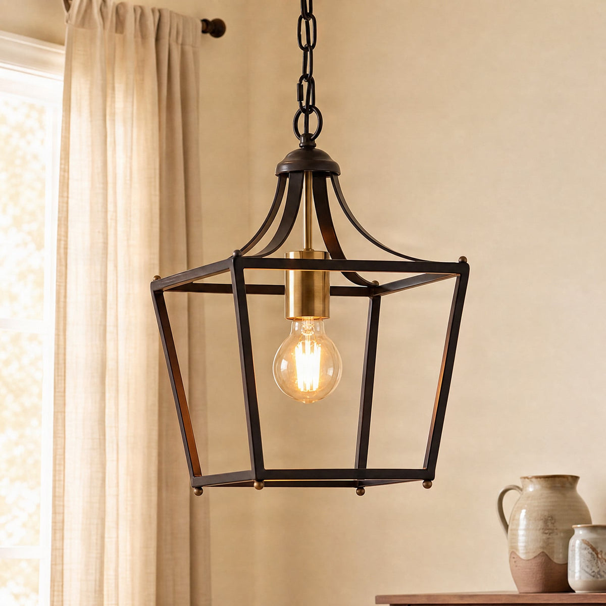 Lucande Noah pendant light, 1-bulb, 10 in, black, metal
