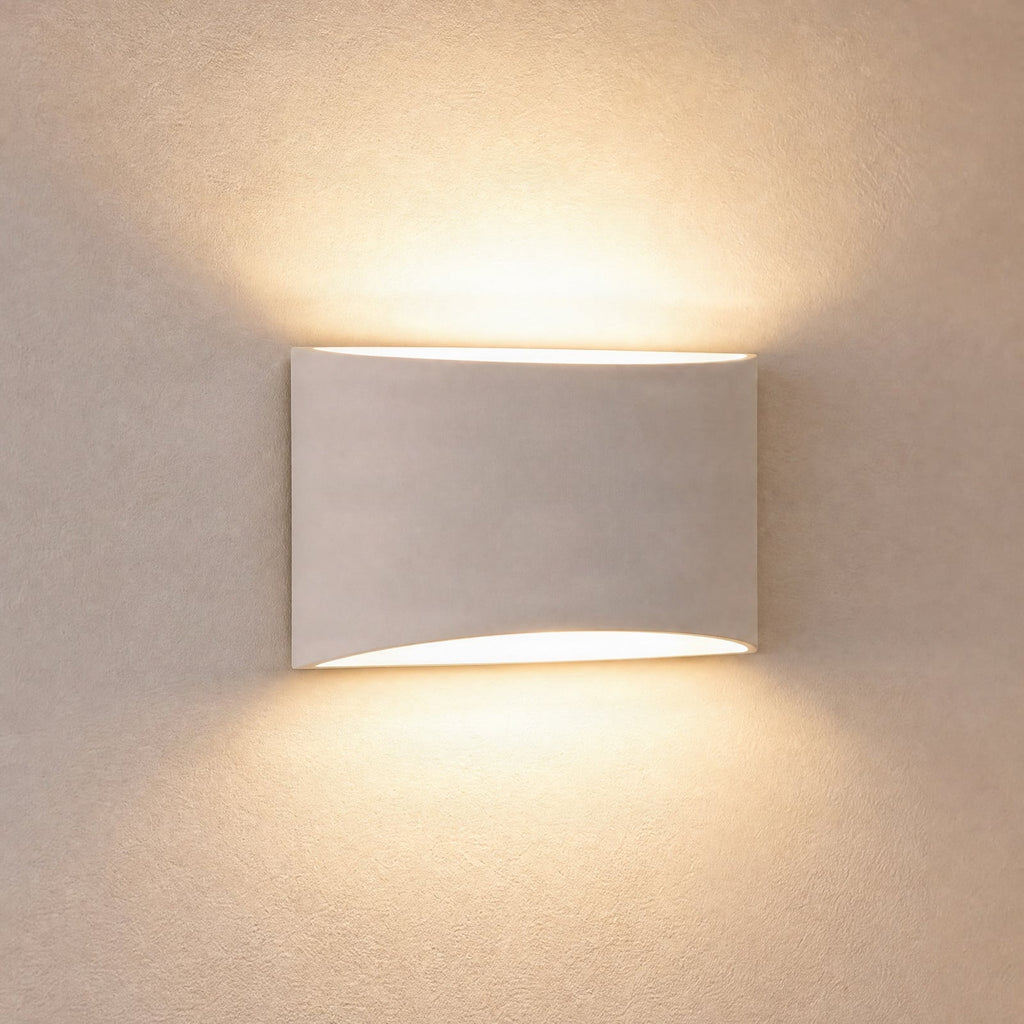 Lucande Heiko wall light, up/down, plaster, white, height 4.7 in