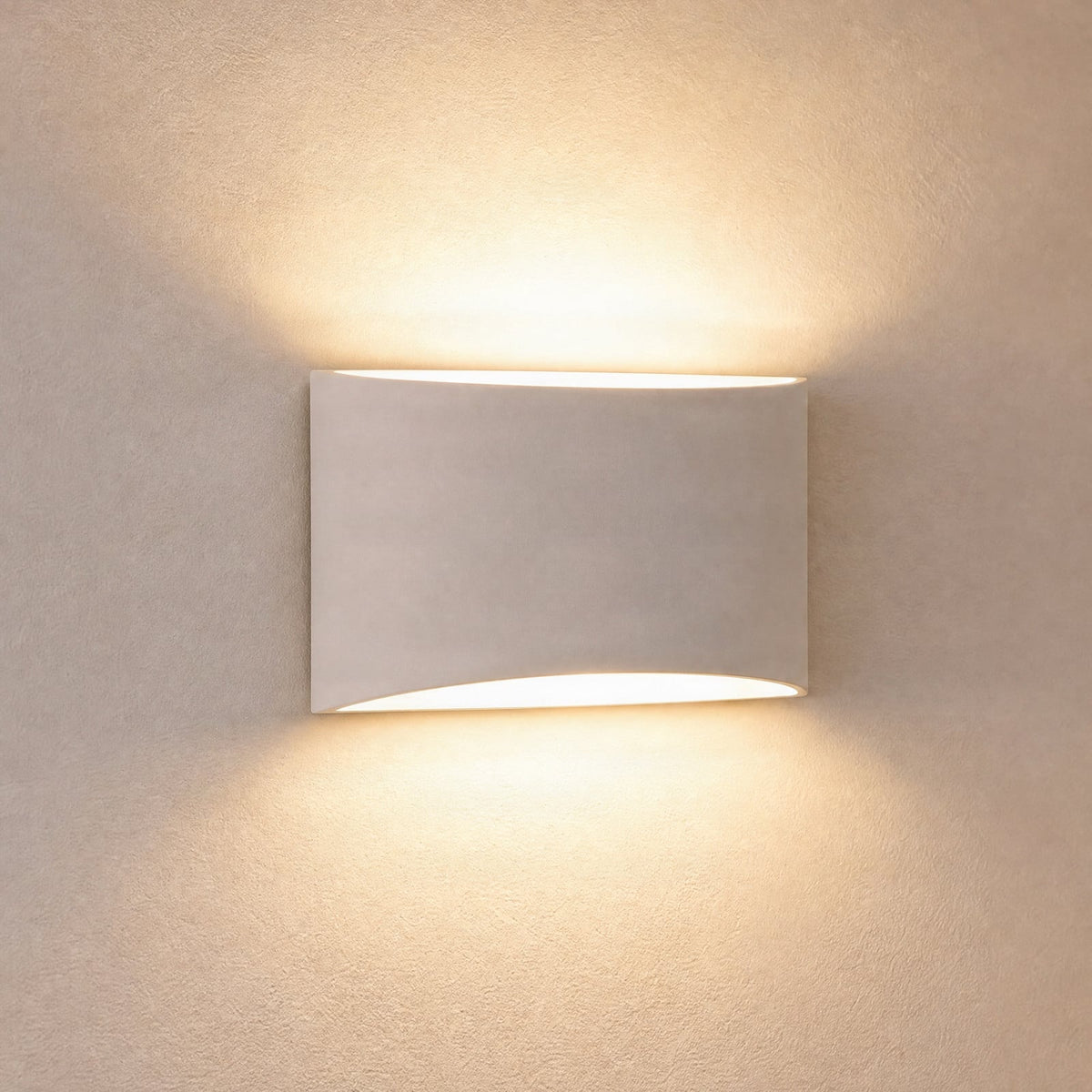 Lucande Heiko wall light, up/down, plaster, white, height 4.7 in