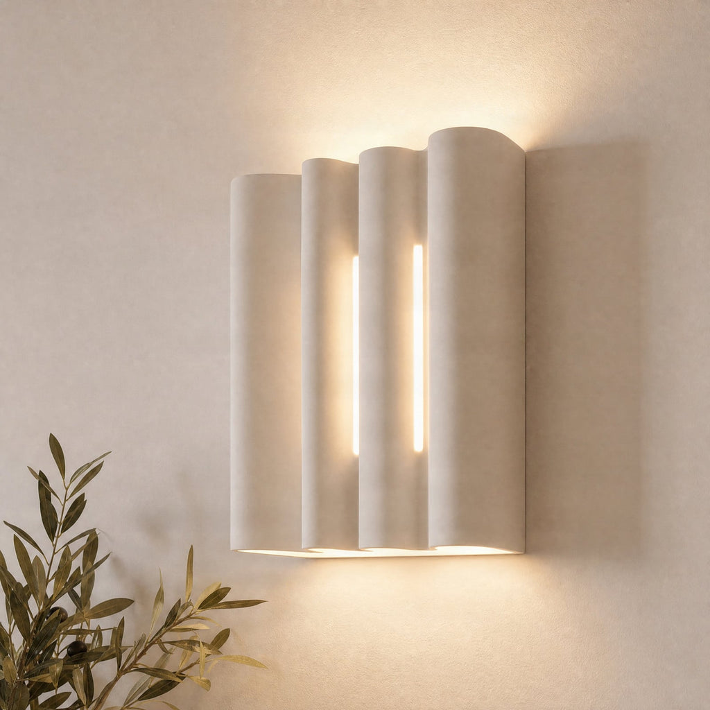 Lucande Novali wall lamp, white, plaster, up/down, height 10.2 in