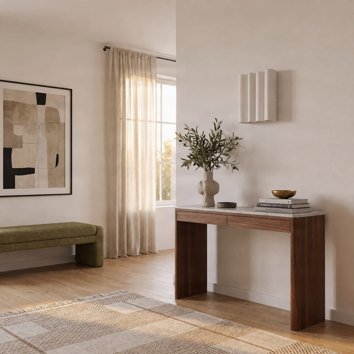 Lucande Novali wall lamp, white, plaster, up/down, height 10.2 in