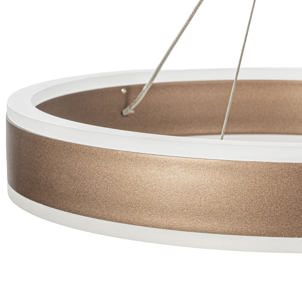 Lucande Kolo LED hanging light, 44 in, 3-bulb, brown, dimmable