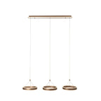Lucande Kolo LED hanging light, 44 in, 3-bulb, brown, dimmable