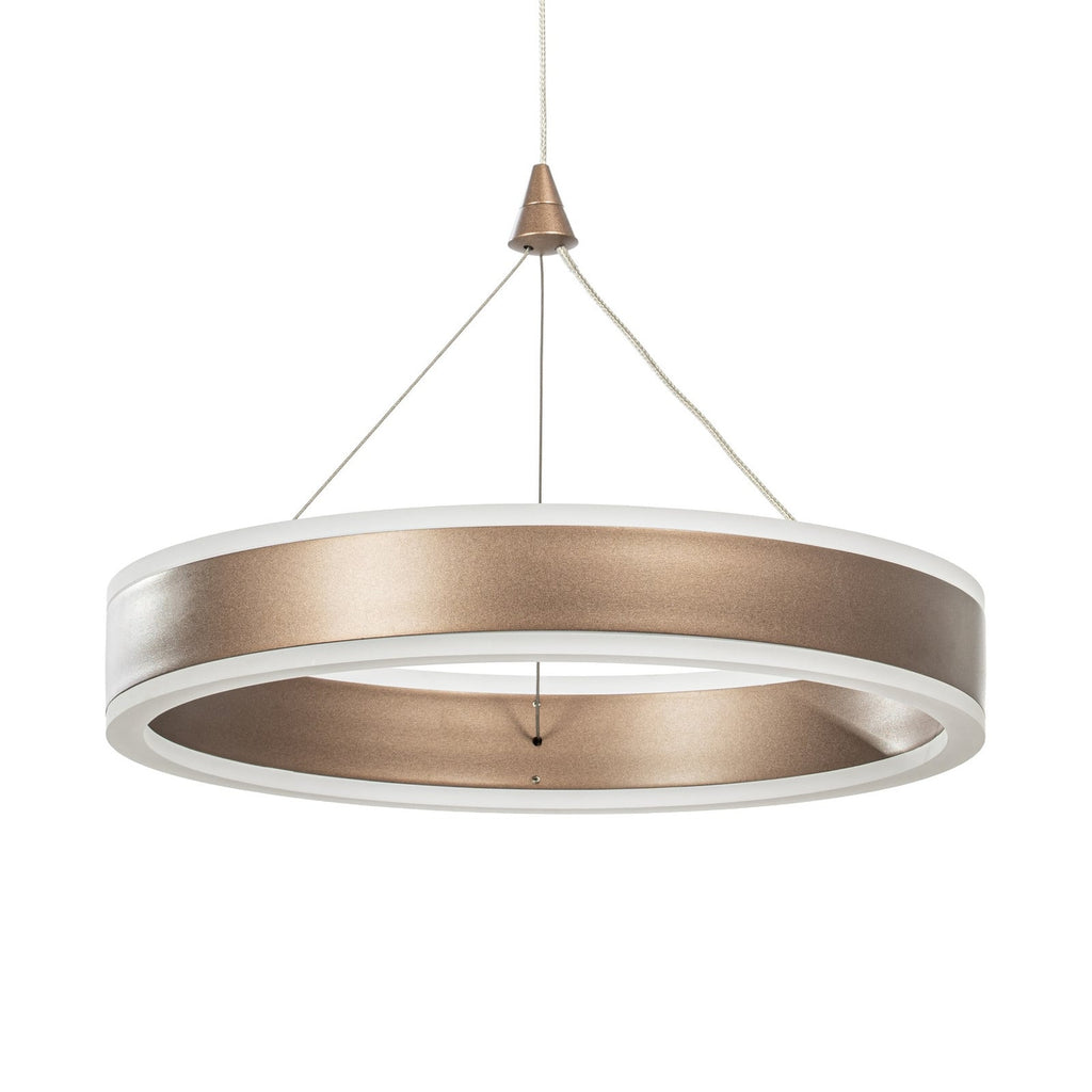 Lucande Kolo LED hanging light, 44 in, 3-bulb, brown, dimmable