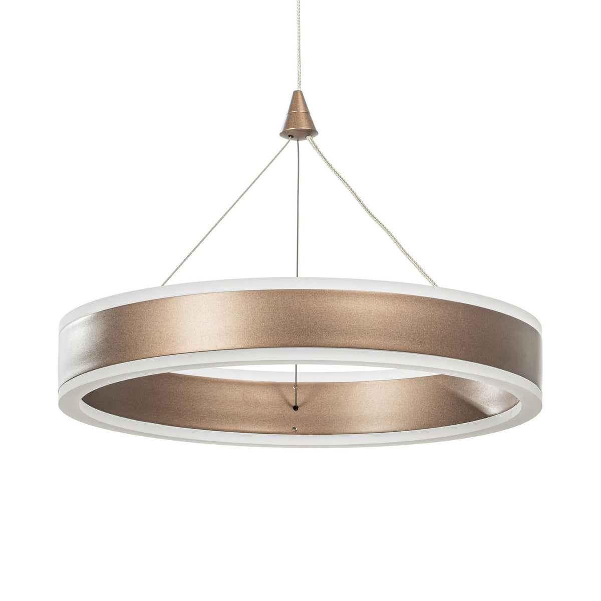 Lucande Kolo LED hanging light, 44 in, 3-bulb, brown, dimmable